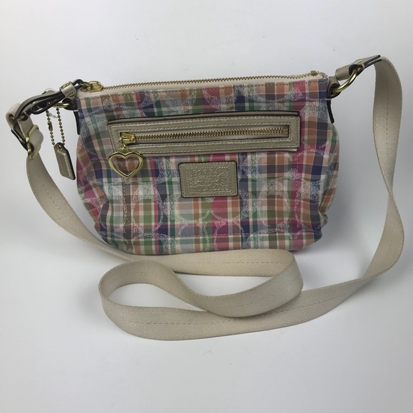 Coach Plaid Shoulder Handback Womens Multicolor - Picture 1 of 6